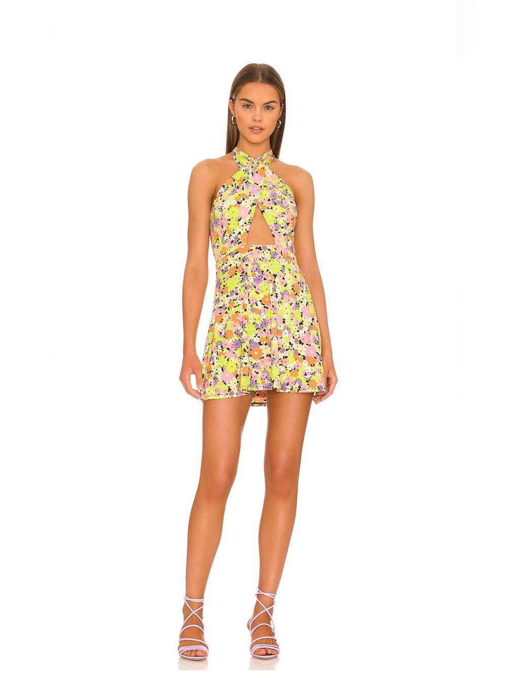 Izzy Mini Dress in Spring Lime Ditsy